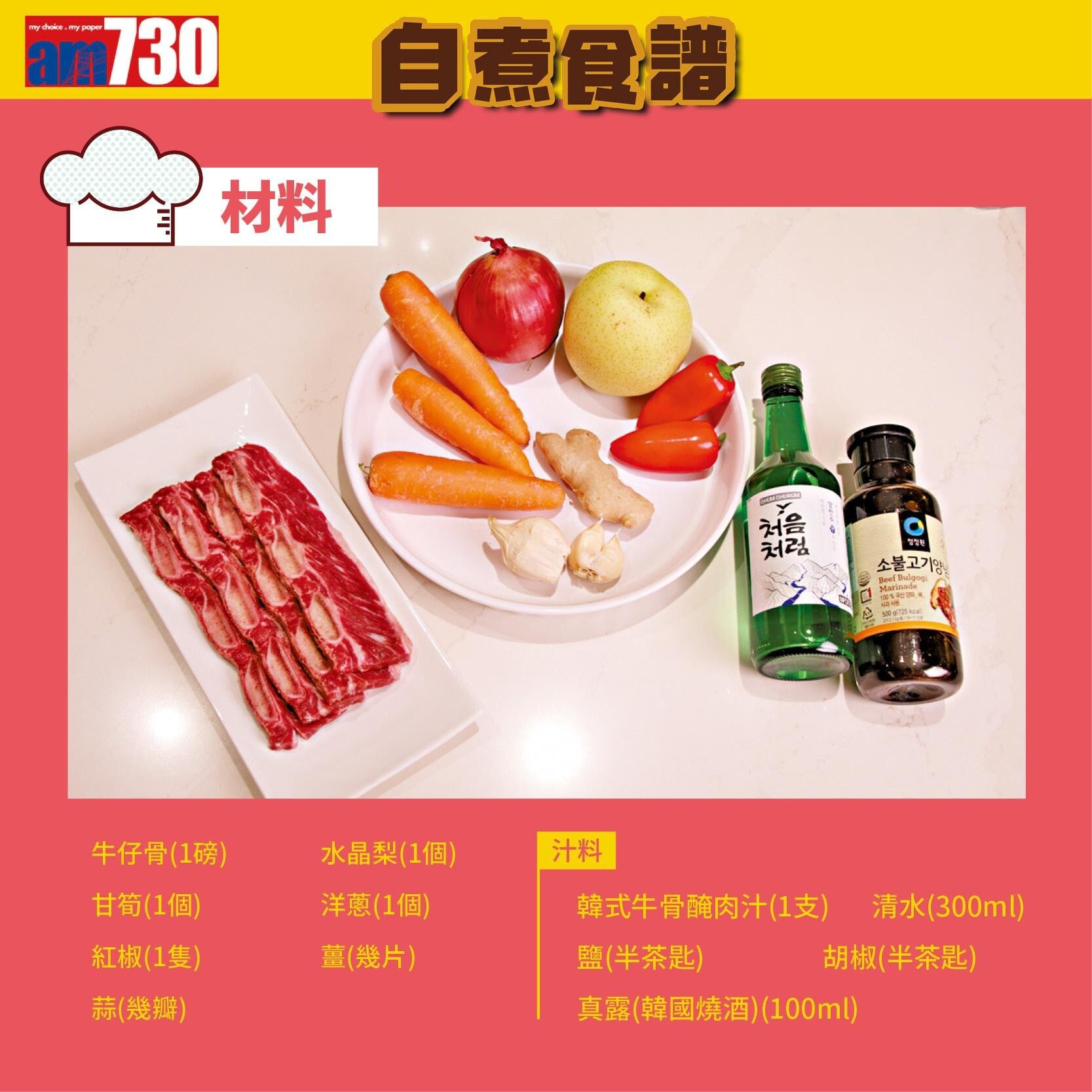自煮食譜_自煮食譜 韓式炆牛仔骨食材